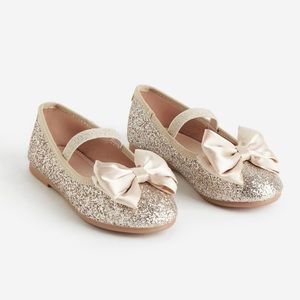 Glittery Gold with Bow ballet flats